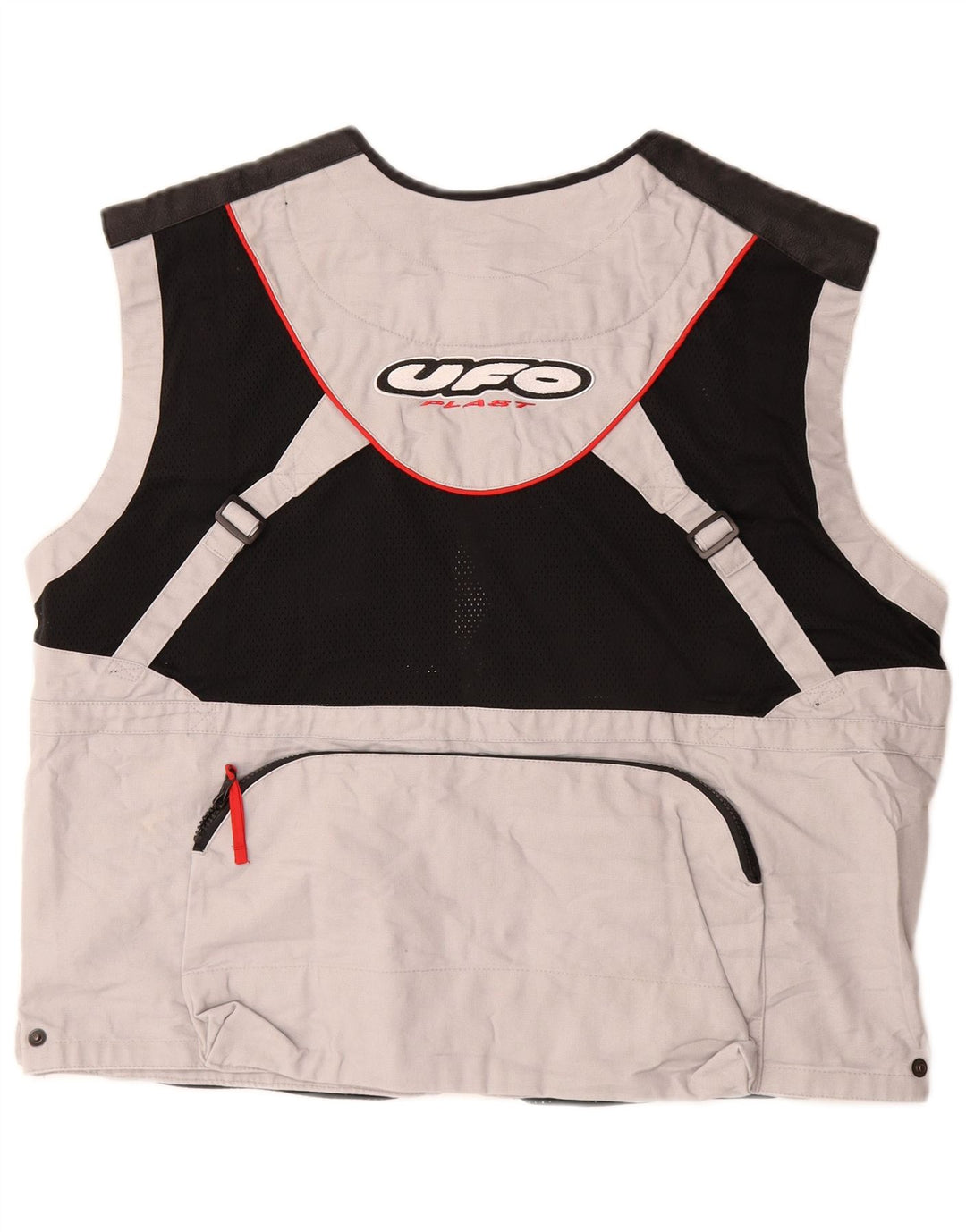 Chaleco utilitario UFO para hombre UK 42 XL Algodón gris con bloques de color