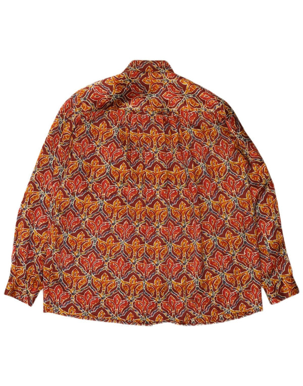 Vintage mujer camisa blusa Reino Unido 18 XL seda burdeos