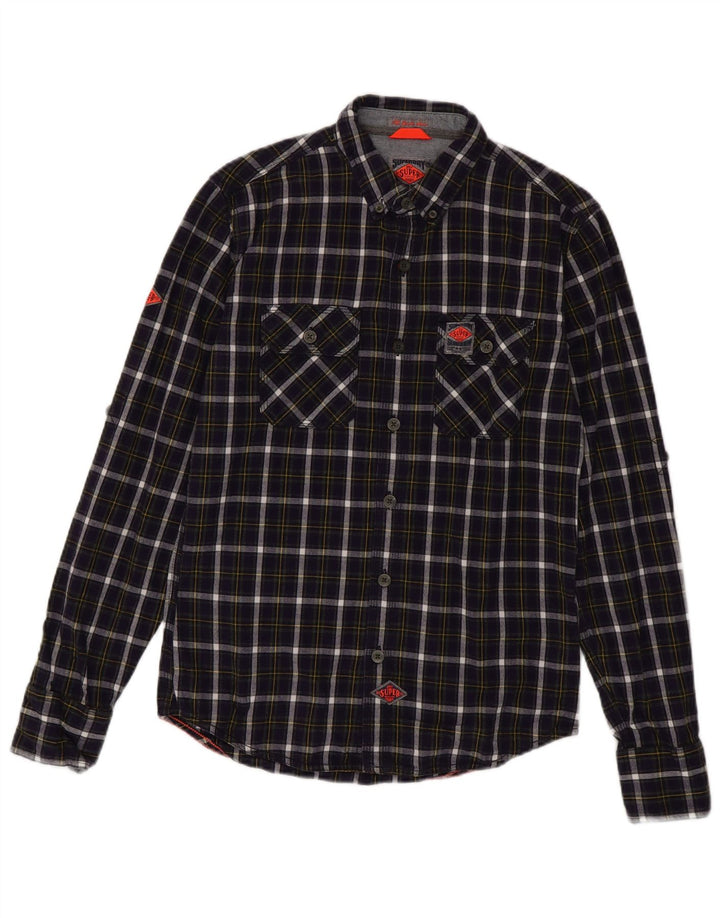 SUPERDRY Camisa de franela de algodón a cuadros morado pequeño para hombre