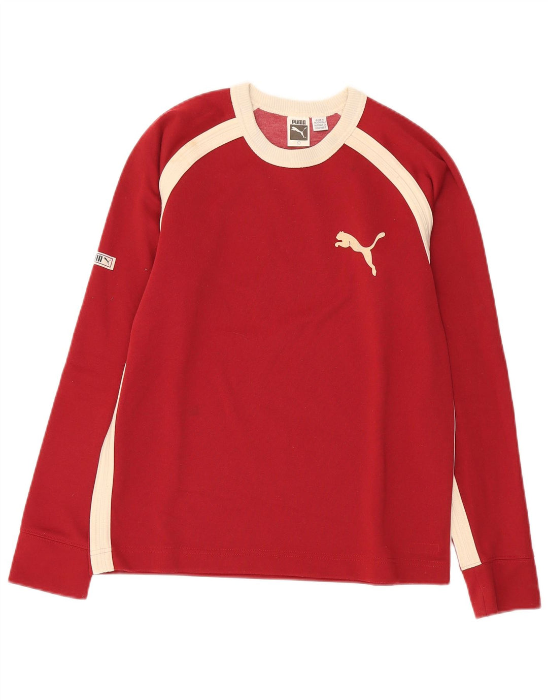 PUMA Camiseta de manga larga para hombre, poliéster color block pequeño, color rojo
