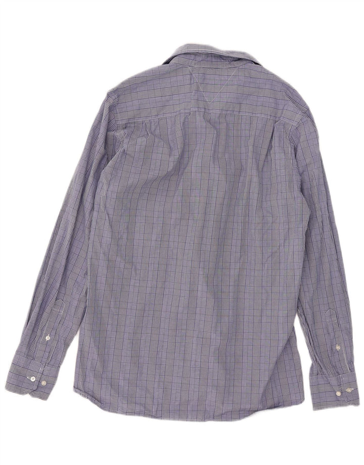 Tommy Hilfiger Camisa de ajuste personalizado para hombre, talla 15 1/2 16, cuadros azules medianos