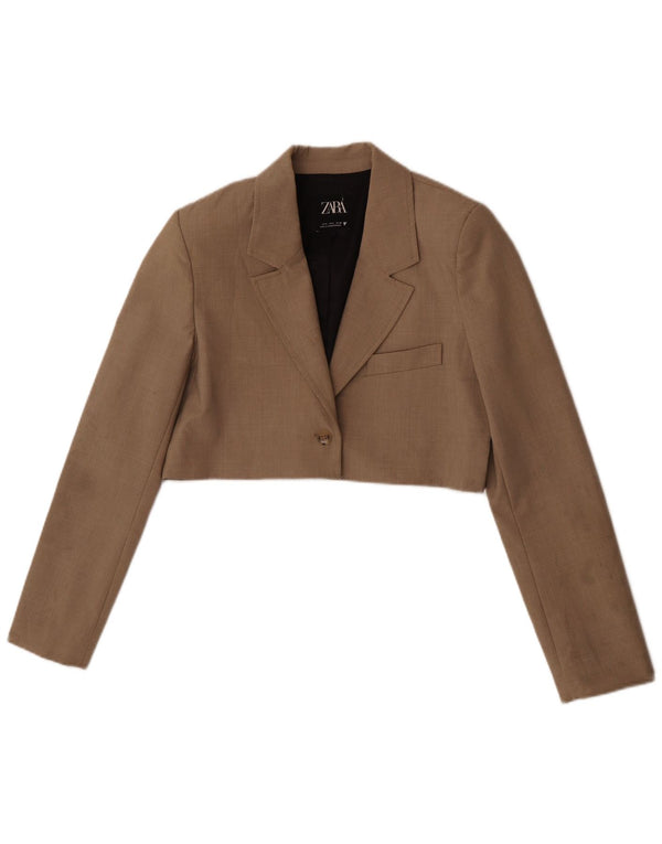 Zara Mujer Bolero Chaqueta UK 10 Small Marrón