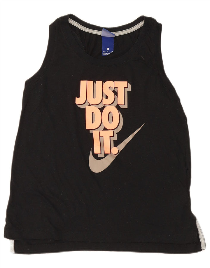 Nike Mujer Gráfico Chaleco Top UK 10 Pequeño Poliéster Negro
