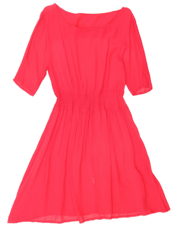 VINTAGE Mujer A-Line Vestido Reino Unido 14 Rosa Grande