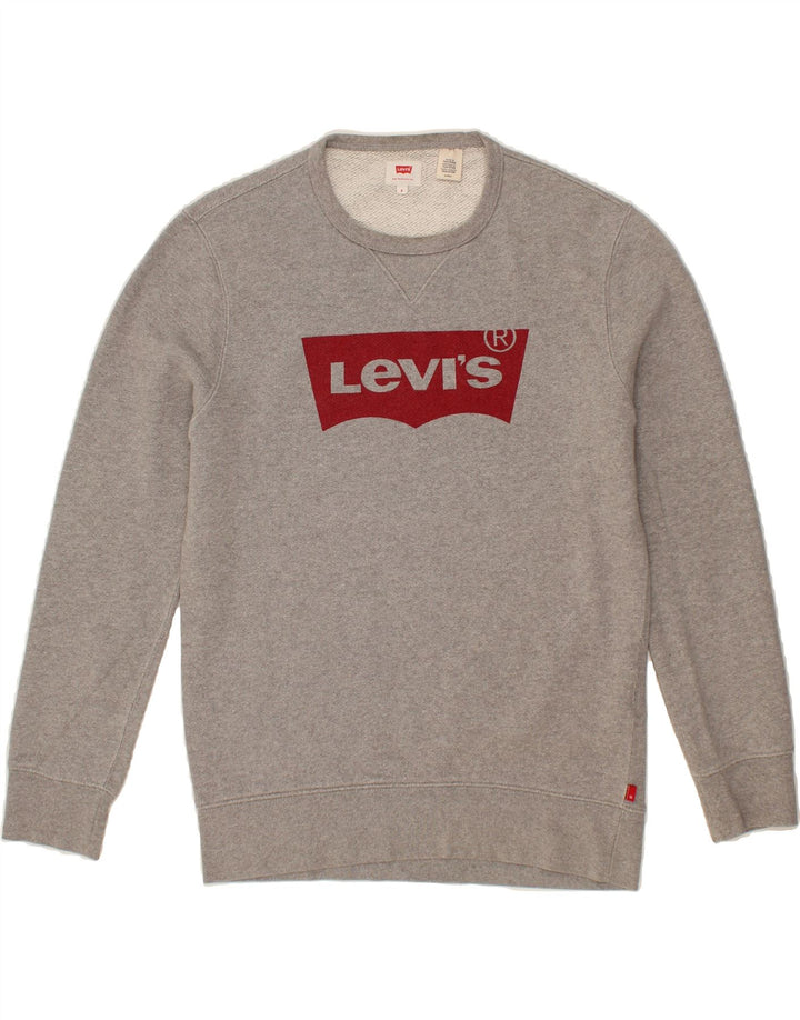 LEVI'S Mens Graphic Sweatshirt Jumper Small Grey Cotton Vintage Levi's and Second-Hand Levi's from Messina Hembry 