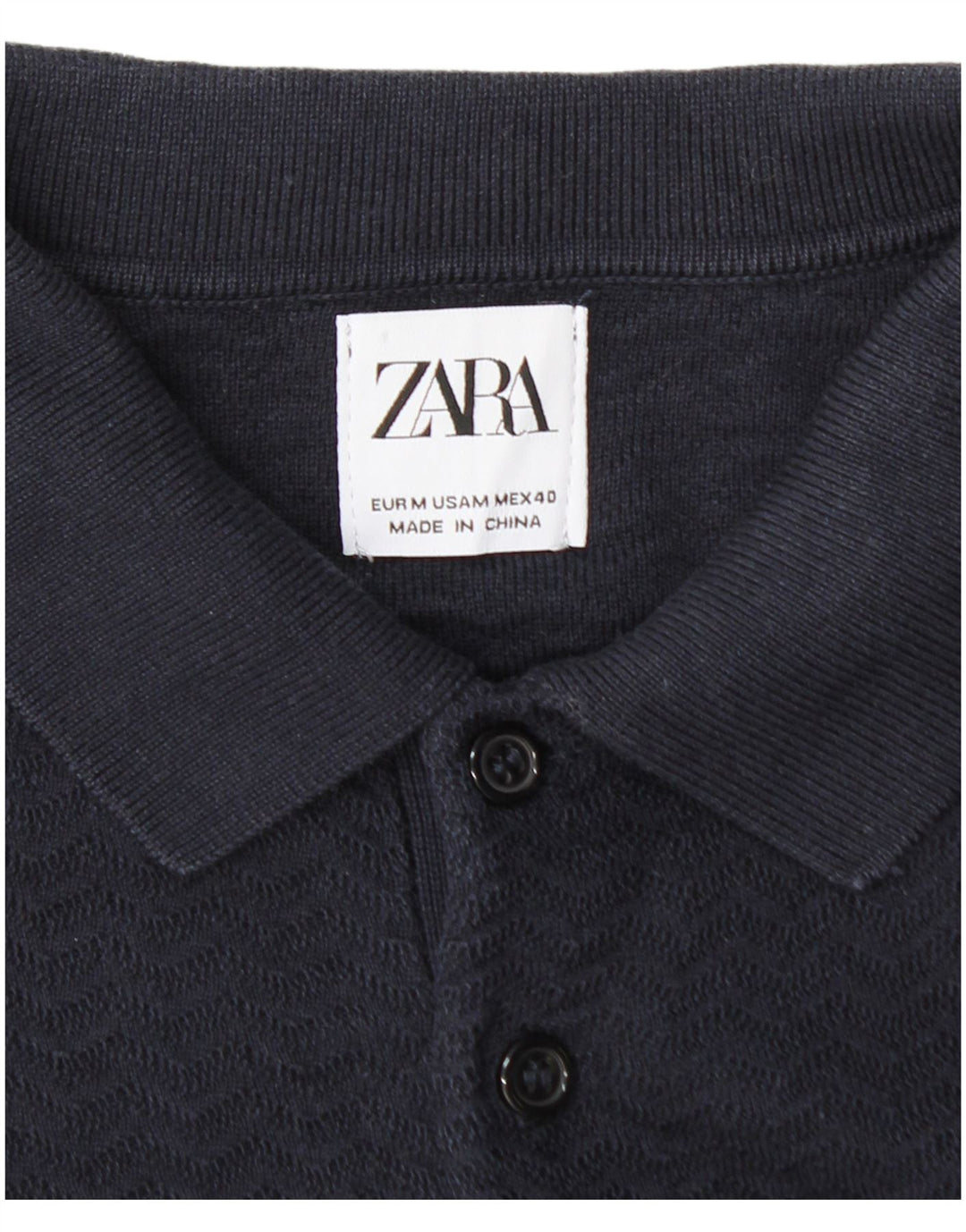 Zara Hombre Polo Neck Jumper Sweater Medio Azul Marino