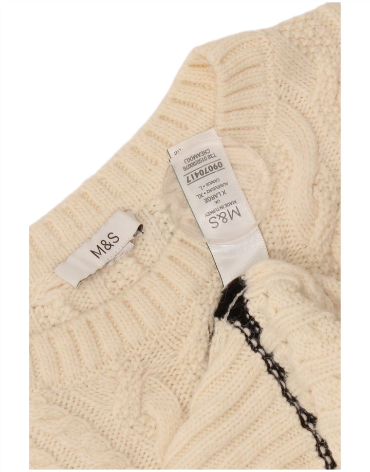 Marks & Spencer Jersey extragrande con cuello redondo para mujer UK 40 XL Blanco