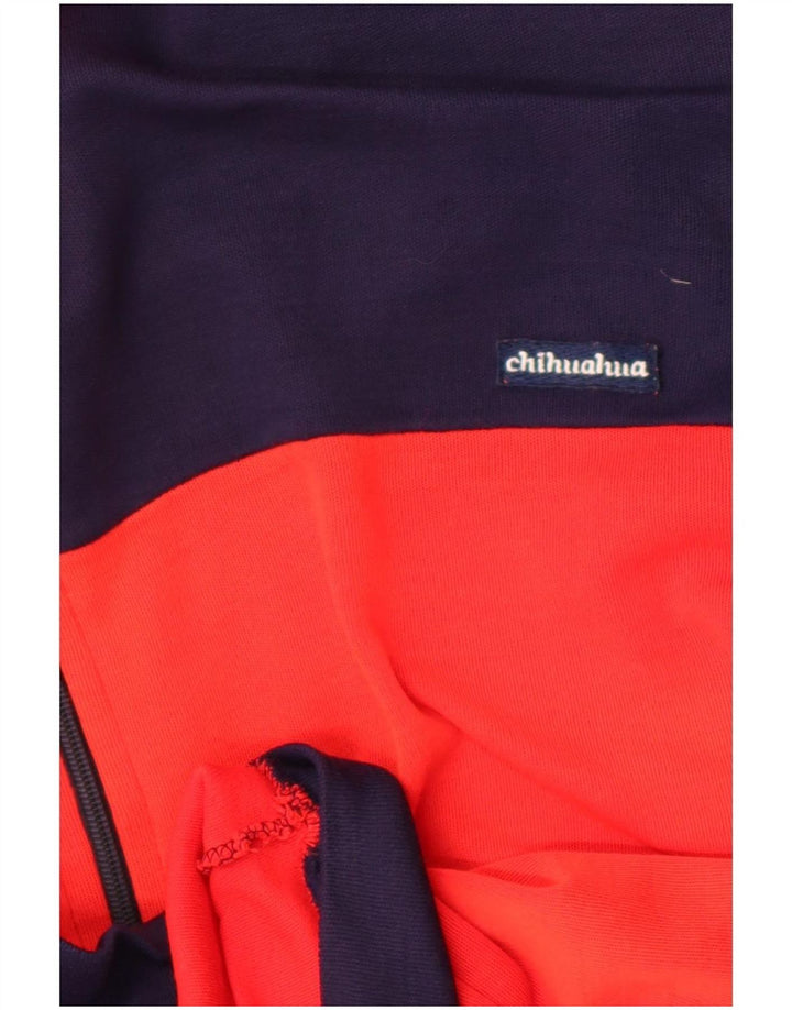 Vintage hombres chándal top chaqueta pequeña rojo colorblock