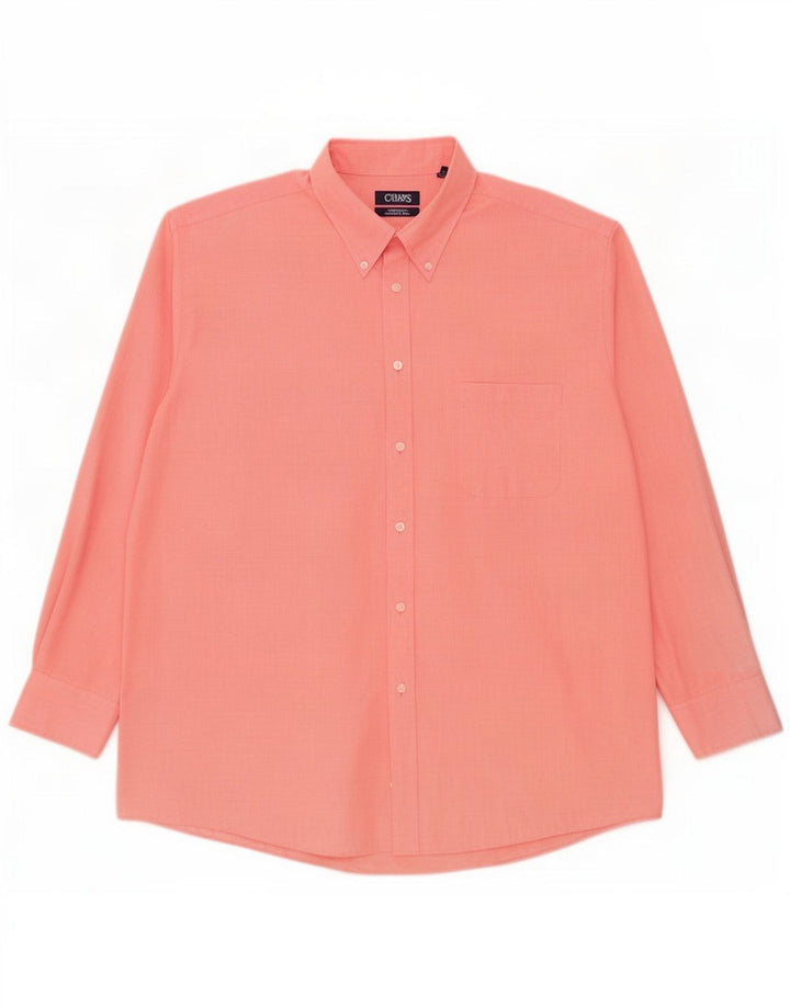 Chaps Camisa de ajuste clásico para hombre, talla 18, 2XL, algodón de pata de gallo rosa