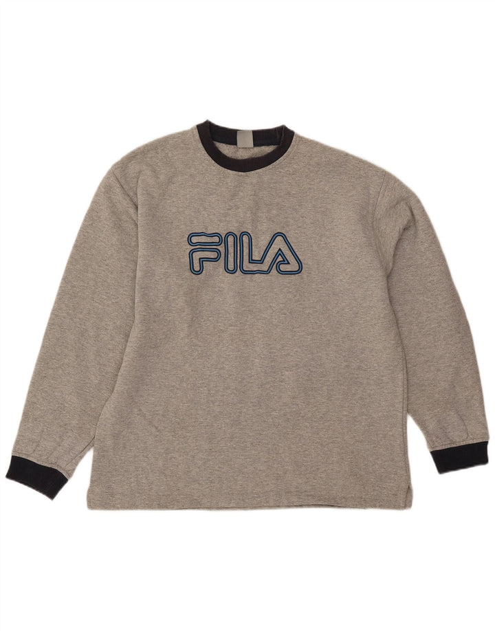 Fila Mens Graphic Sudadera Jumper IT 48 Algodón moteado gris medio