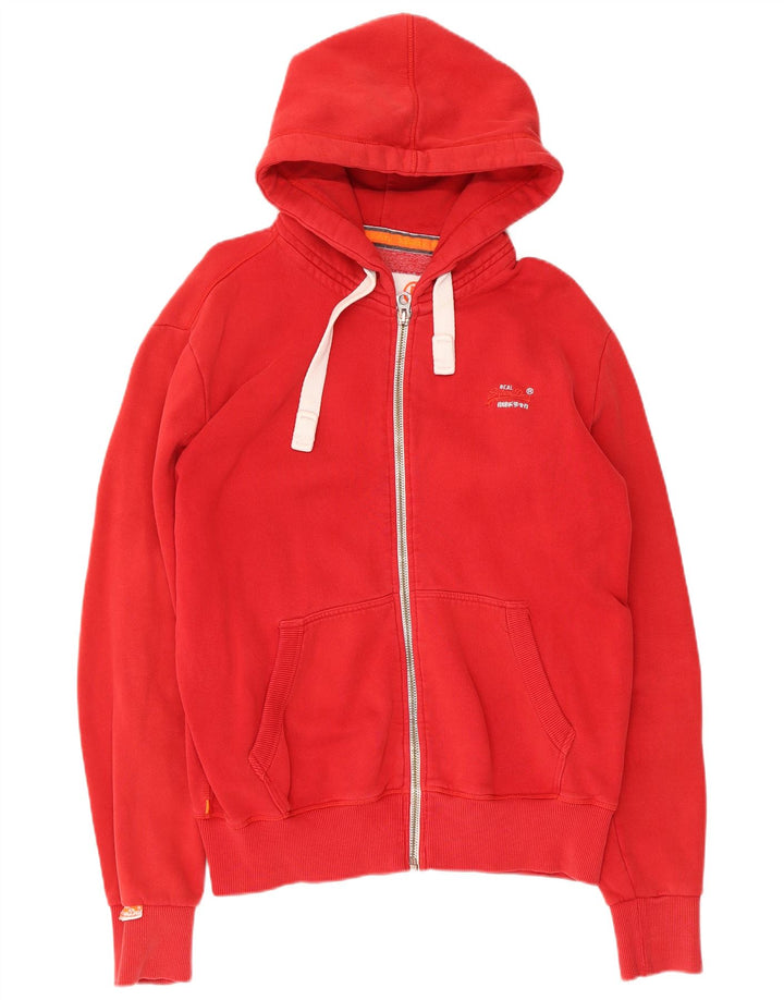 Superdry Sudadera con capucha y cremallera para hombre, tamaño grande, algodón rojo