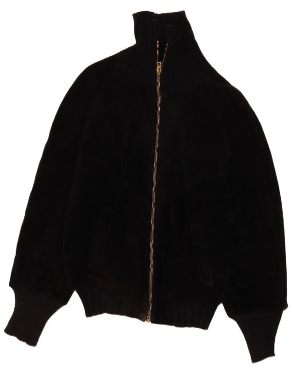 Vintage hombres Sherpa chaqueta de cuero IT 44 XS negro retro