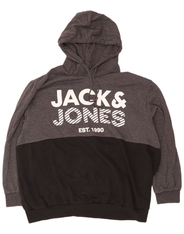Jack & Jones Hombre Sudadera Con Capucha Gráfica 5XL Algodón Gris Colorblock