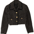 Vintage mujer 3 botones crop blazer chaqueta IT 42 cheque negro medio