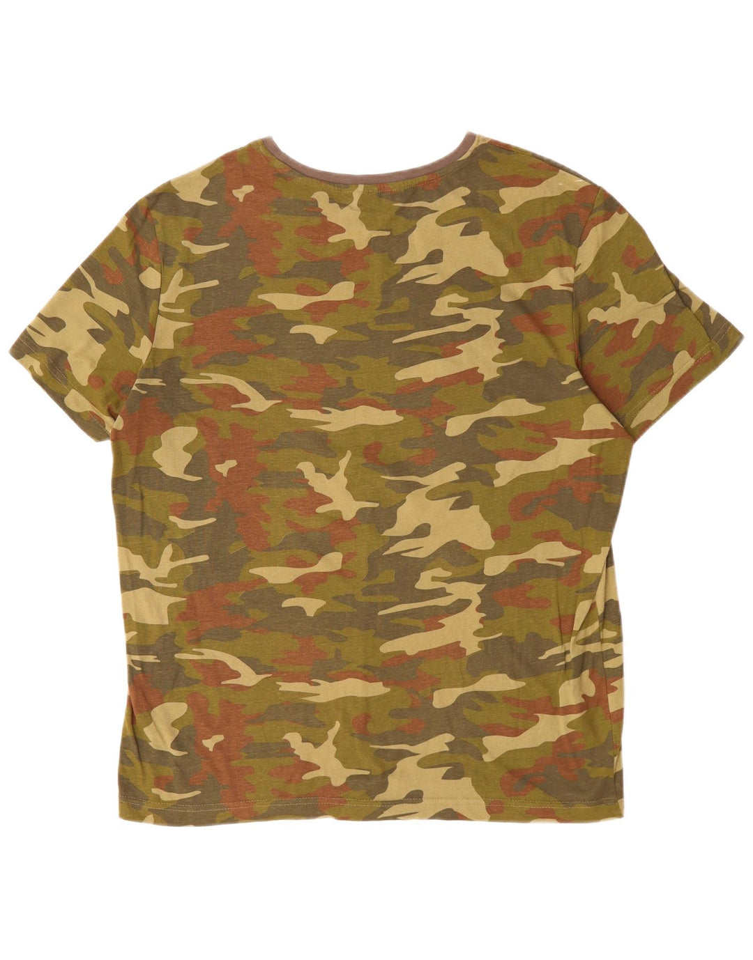 Camiseta estampada Rainbow para hombre Top grande de algodón de camuflaje caqui