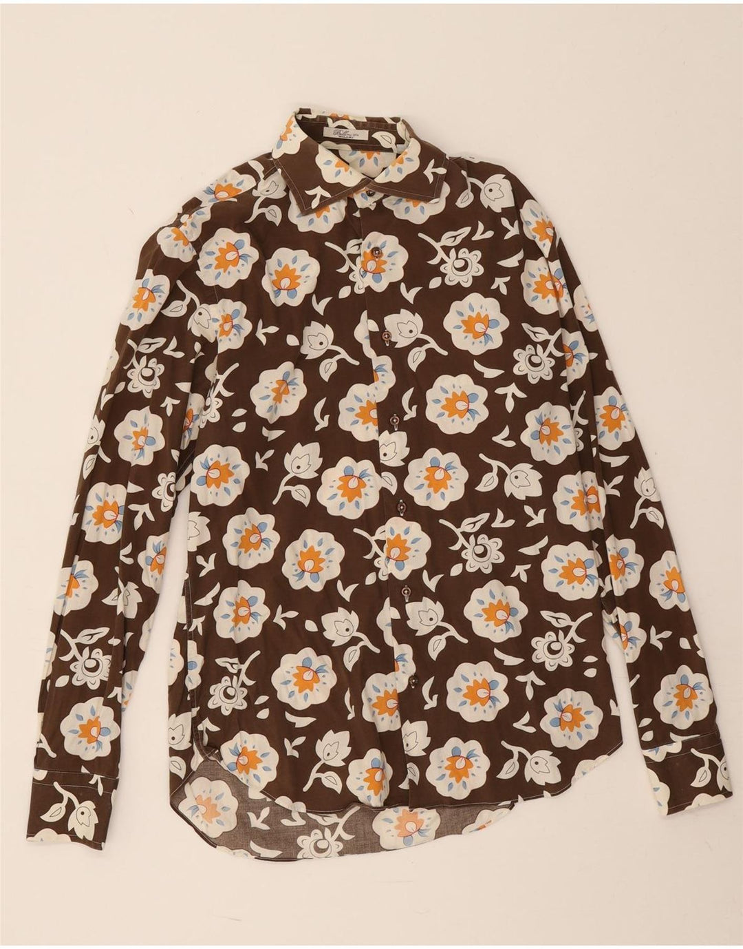 Bellini Camisa Hombre Suze 39 15 1/2 Marrón Medio Floral
