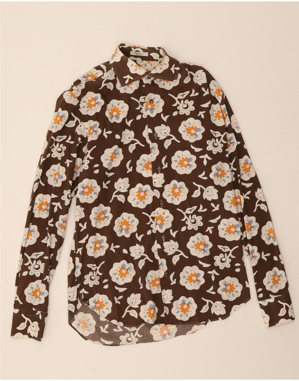 Bellini Camisa Hombre Suze 39 15 1/2 Marrón Medio Floral