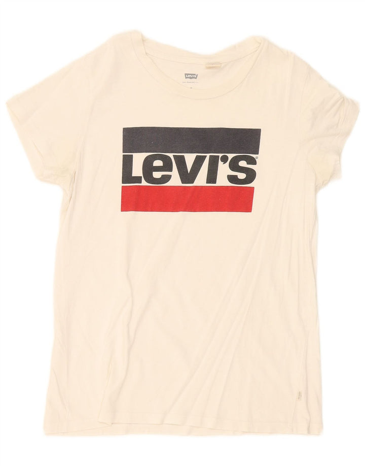 Levi's Camiseta gráfica para mujer Top UK 12 Medium White