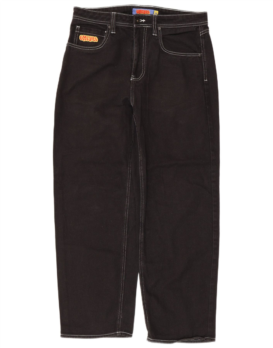 VINTAGE Vaqueros cónicos para hombre W30 L28 Algodón negro