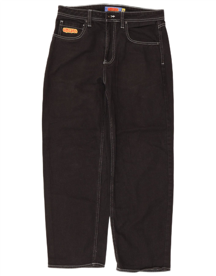 VINTAGE Vaqueros cónicos para hombre W30 L28 Algodón negro