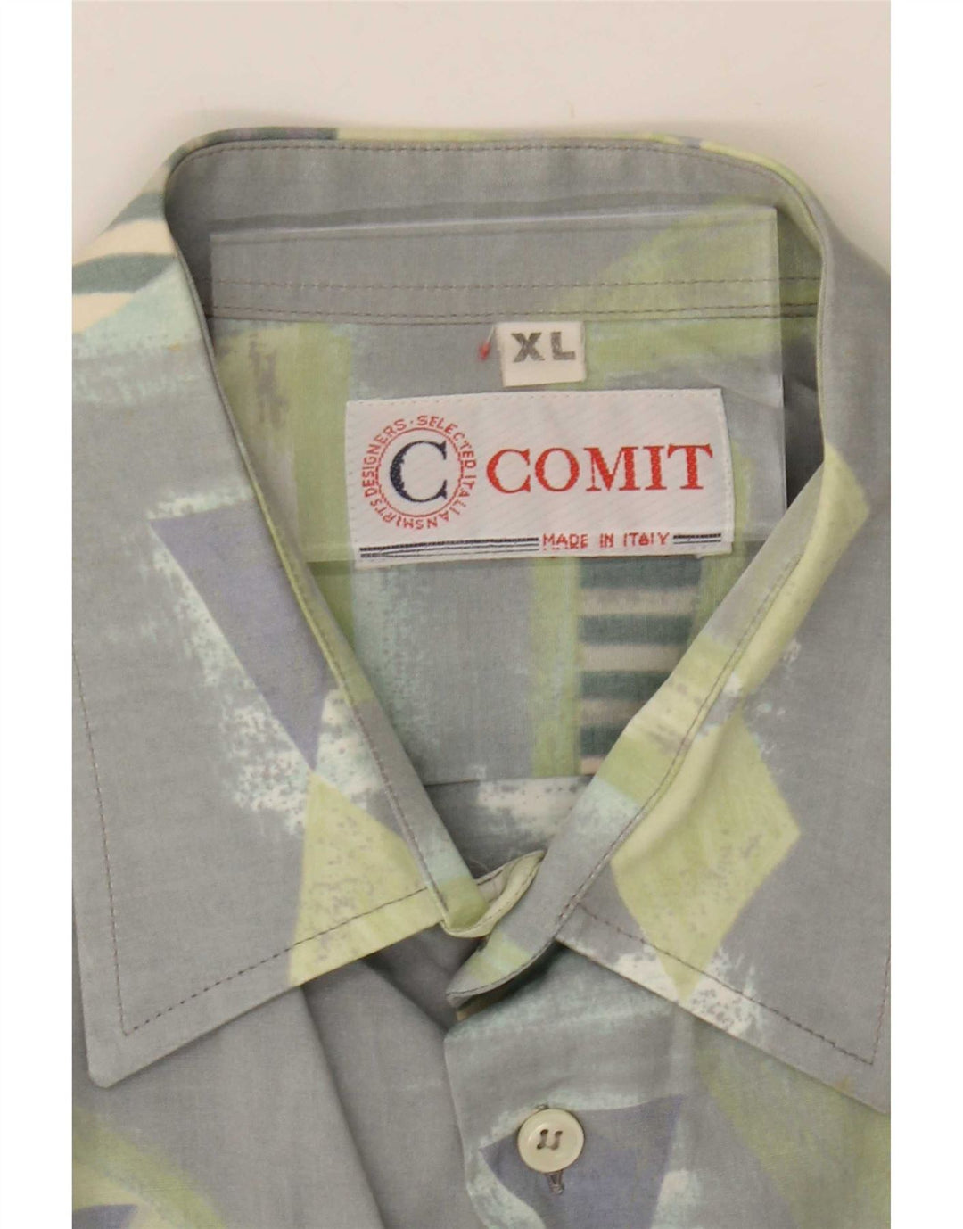 Camisa Vintage Hombre Patrón Abstracto XL Viscosa Gris