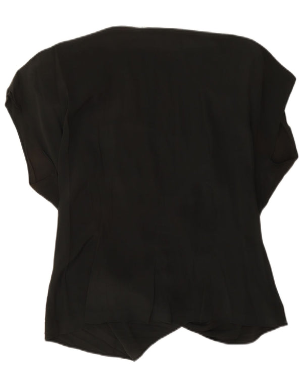 Vintage mujer oversized Wrap Blusa Top US 4 Pequeño Acetato Negro