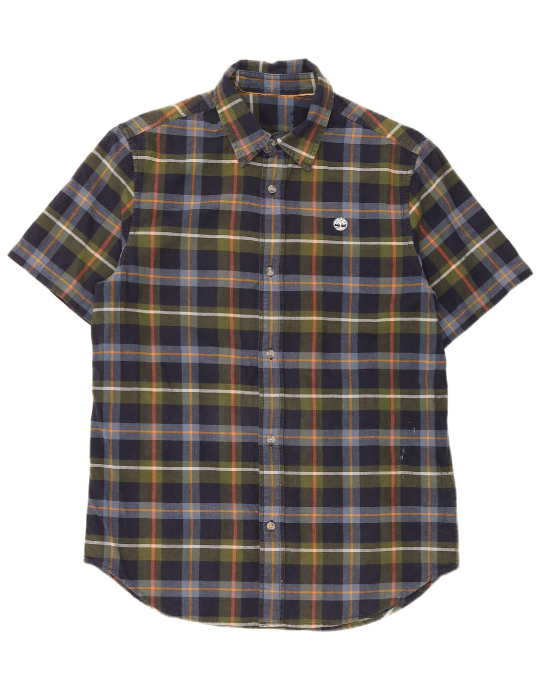 Timberland Camisa De Manga Corta Para Hombre Algodón A Cuadros Azul Marino Mediano