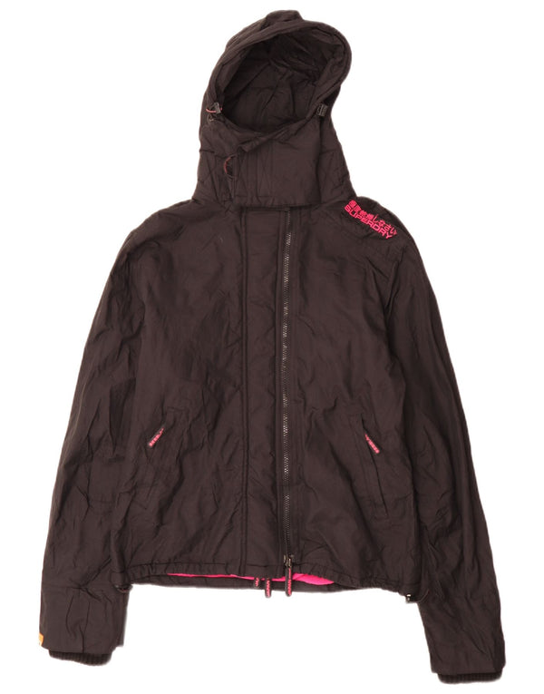 Superdry Chaqueta Cortavientos Con Capucha Para Mujer UK 46 Large Nylon Negro