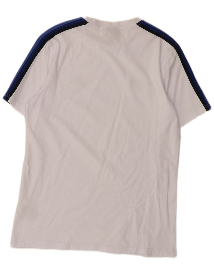 Ellesse Hombre Camiseta Top Large Blanco Colorblock Algodón