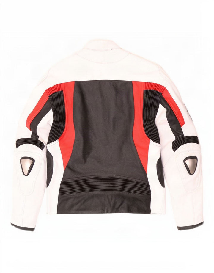 BMW Chaqueta de cuero para hombre UK 42 XL Bloque de color multicolor