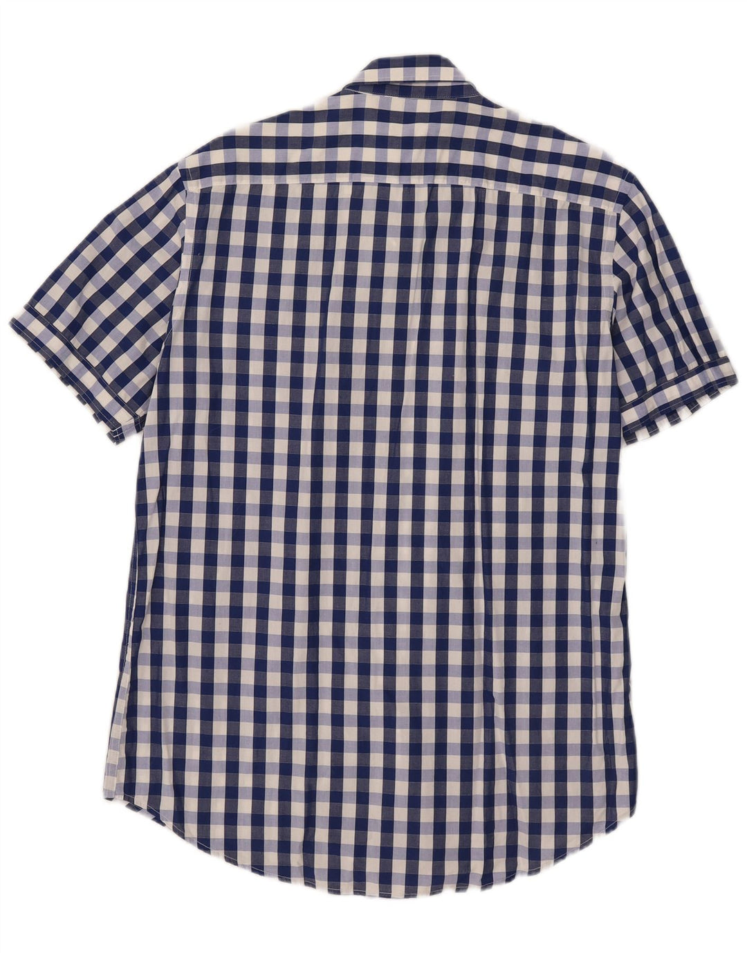 Carrera Camisa de manga corta para hombre de algodón a cuadros azul grande