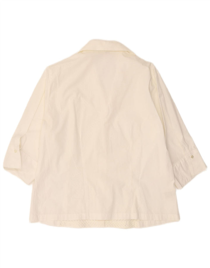 Naracamicie Camisa de manga 3/4 para mujer US 7 Mediana de algodón a rayas blancas