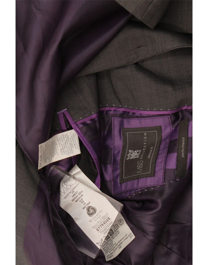 Marks & Spencer Chaqueta tipo blazer de 2 botones para hombre IT 52 XL Lana gris