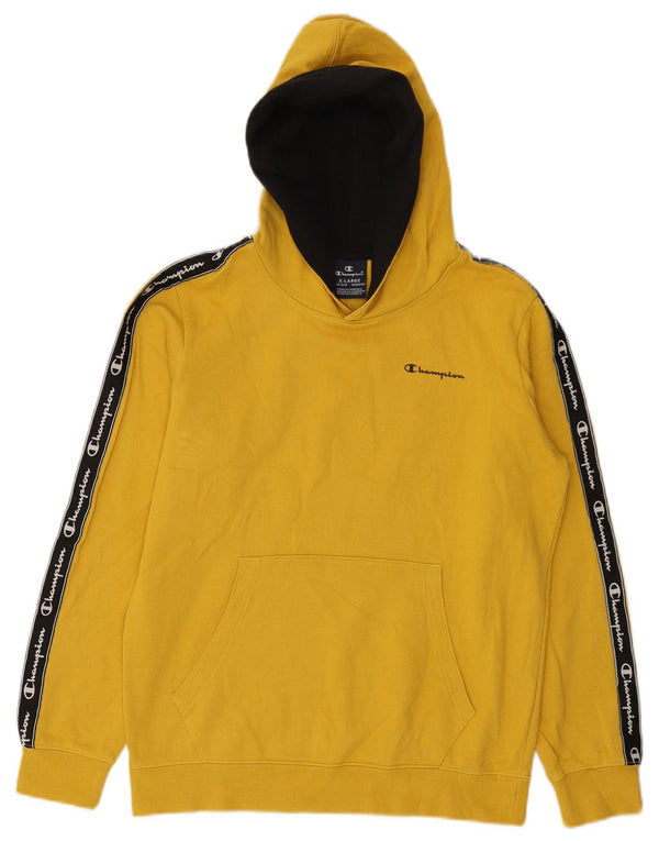 Champion Sudadera con capucha gráfica para niños 13-14 años XL Bloque de color amarillo