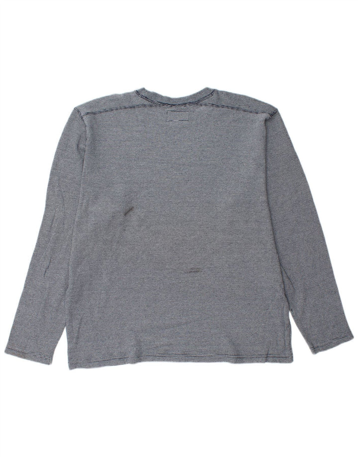 BONOBOS Camiseta para hombre de manga larga XL de algodón a rayas azules