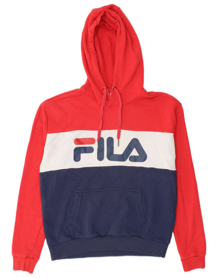FILA Sudadera con capucha gráfica para mujer, talla pequeña, bloque de color multicolor