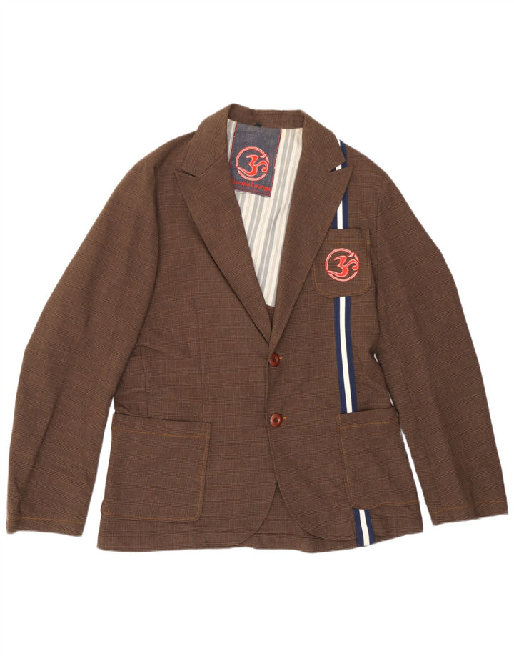 Nirvana Chaqueta tipo blazer de 2 botones para hombre UK 42 XL Marrón pata de gallo