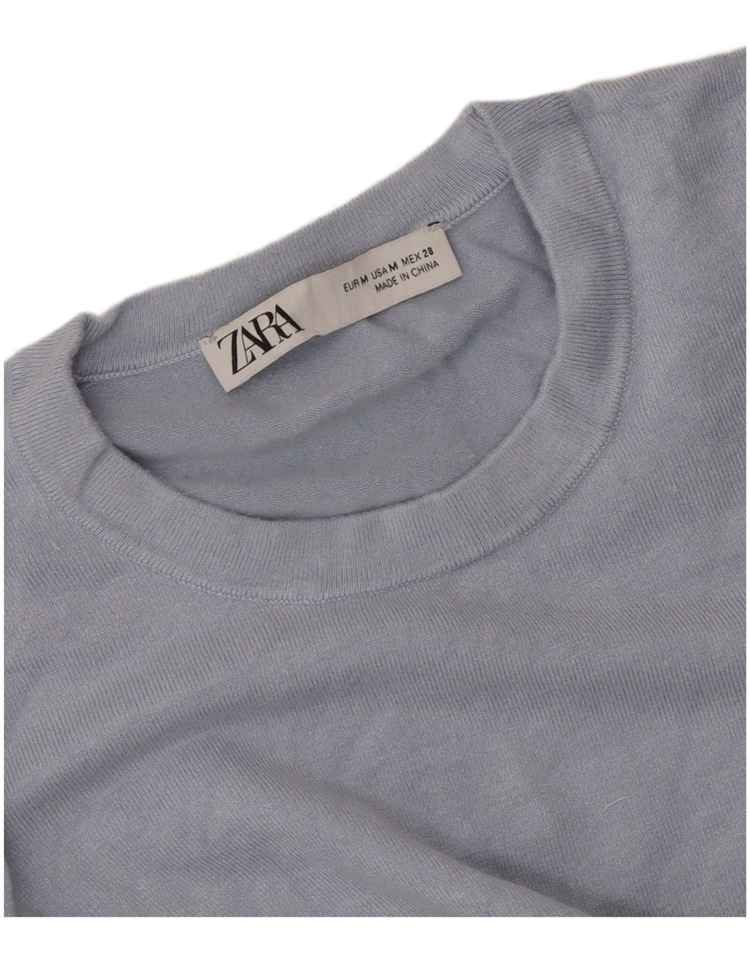 Zara - Jersey de cuello redondo para mujer, talla 40, color azul medio