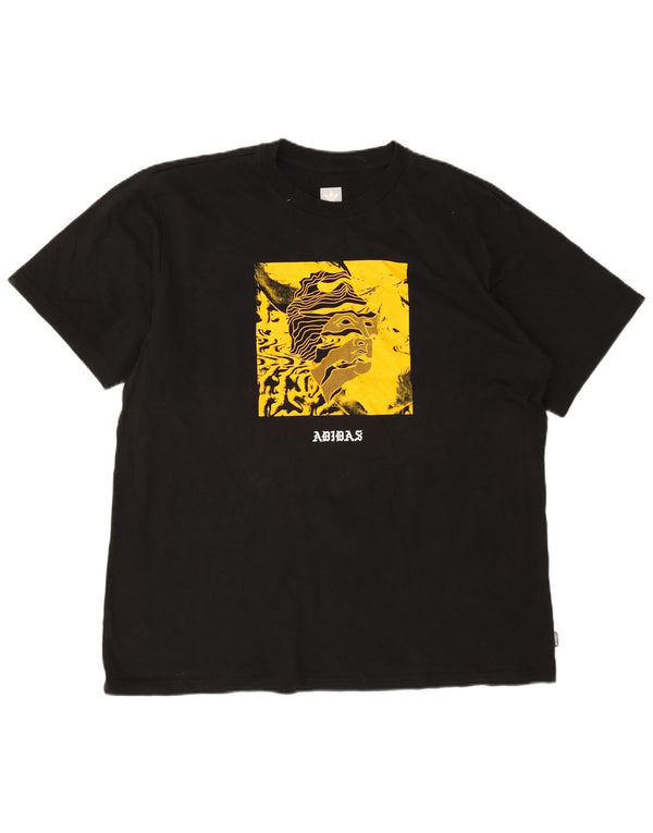 Adidas Hombre Camiseta Gráfica Top XL Algodón Negro