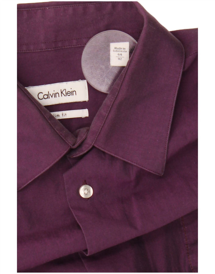 CALVIN KLEIN Camisa slim fit para hombre Talla 44 XL Algodón morado