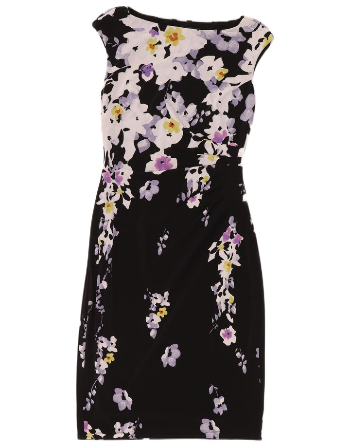 Ralph Lauren Vestido tubo para mujer US 4 Pequeño Poliéster floral negro