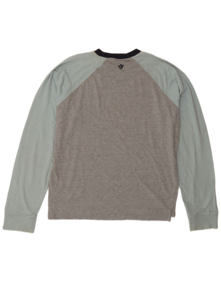 Camiseta de hombre Fat Face de algodón color block de manga larga en gris medio