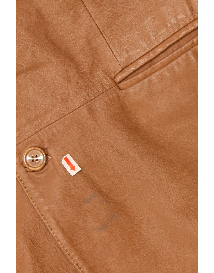 VINTAGE Chaqueta Blazer de Cuero de 2 Botones para Hombre IT 48 Cuero Beige Medio