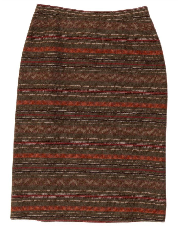 Vintage mujer lápiz falda W26 pequeño caqui rayas