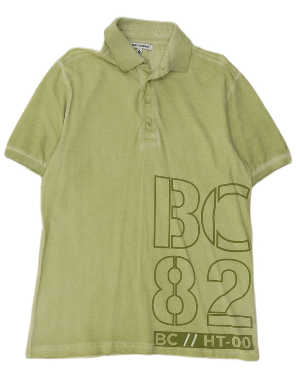 BEST COMPANY Polo gráfico para hombre de algodón verde medio