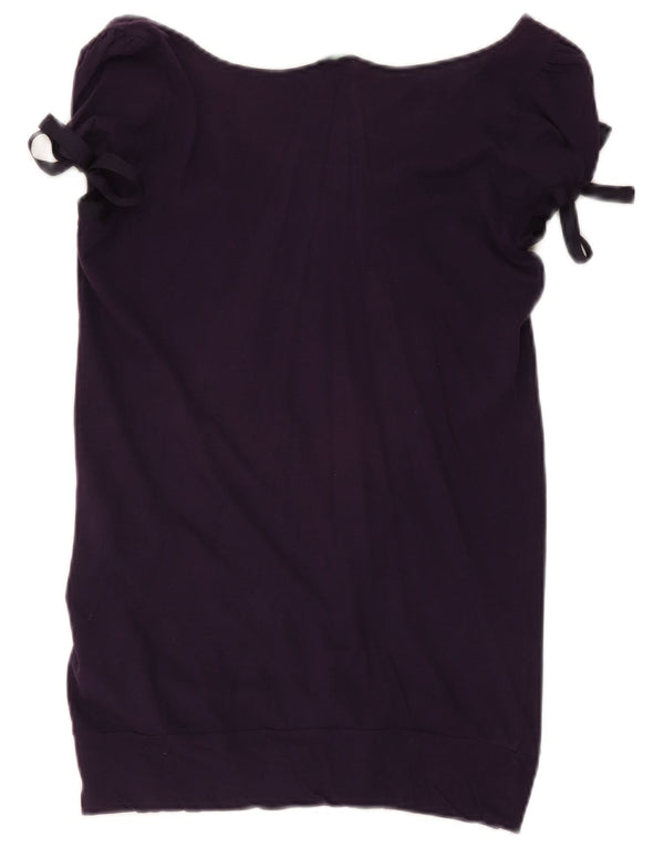 Benetton Blusa Mujer UK 44 Large Algodón Púrpura