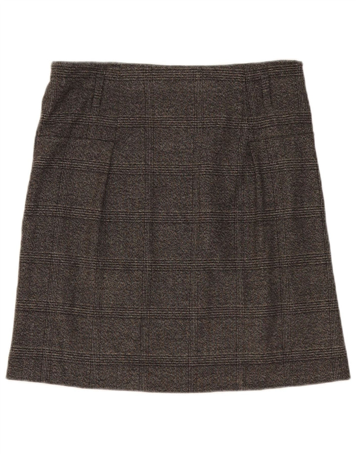 Zara Mujer Falda Recta Mediana W28 Gris Cuadros Poliéster