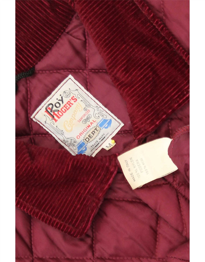 Roy Rogers Chaqueta acolchada para hombre UK 38 Medium Borgoña Nylon