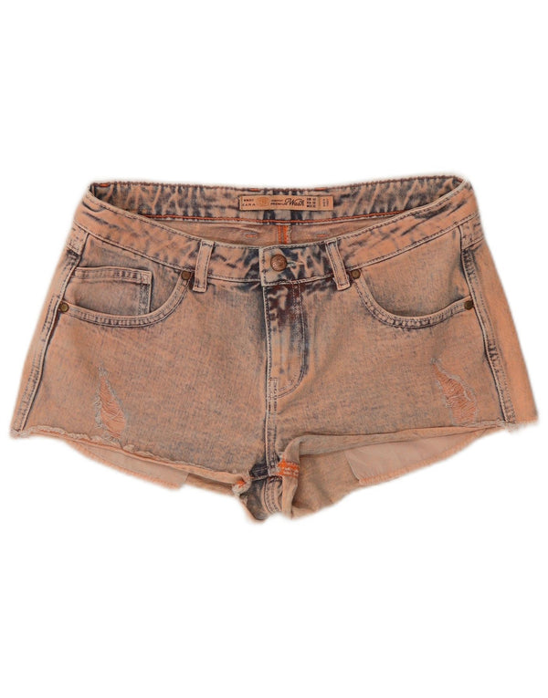 Zara Pantalones cortos desgastados de mezclilla para mujer EU 40 Medium W30 Pink