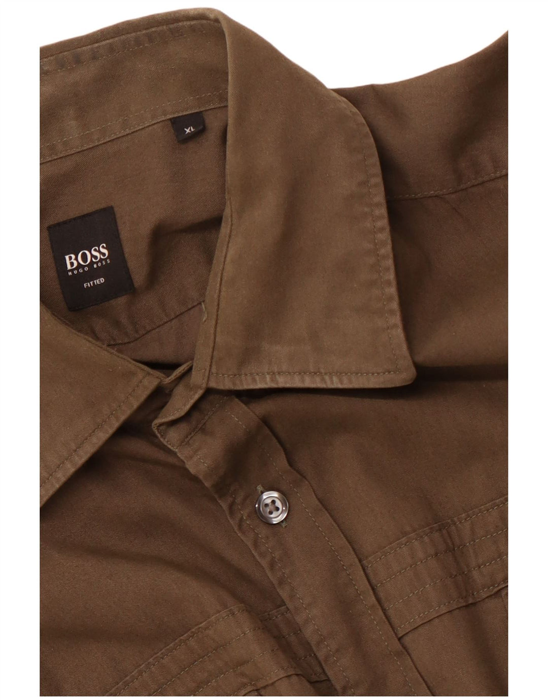 HUGO BOSS Camisa ajustada para hombre XL Marrón